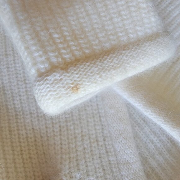 SUSAN BRISTOL Cream Wool Blend Embroidered Flowers Patch Pocket Open Cardigan M - Picture 7 of 11